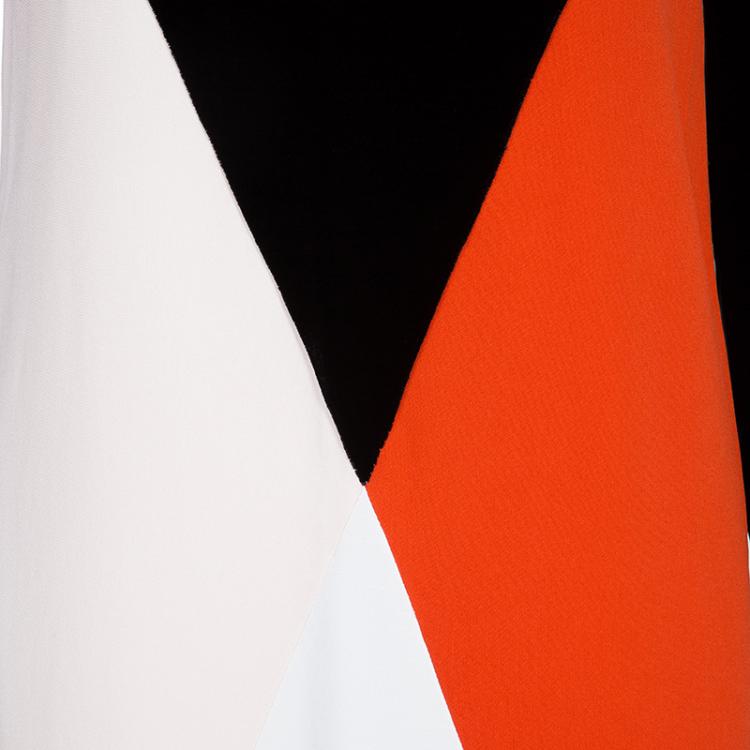 Pre Owned Stella McCartney Colorblock Velvet and Crepe Long Sleeve Maxi Dress S