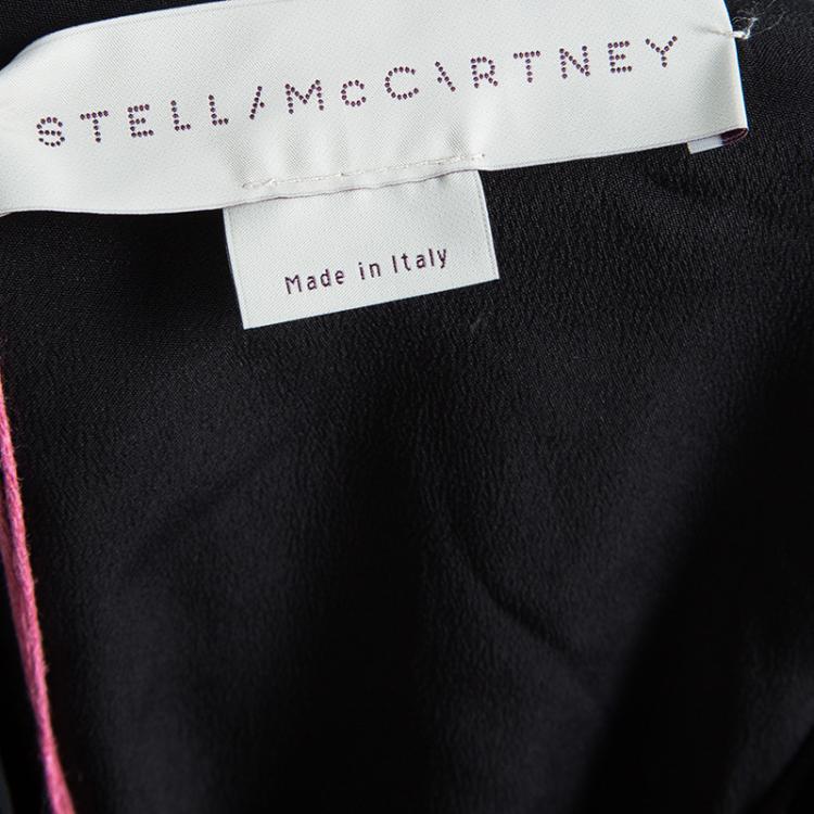 Pre Owned Stella McCartney Colorblock Velvet and Crepe Long Sleeve Maxi Dress S