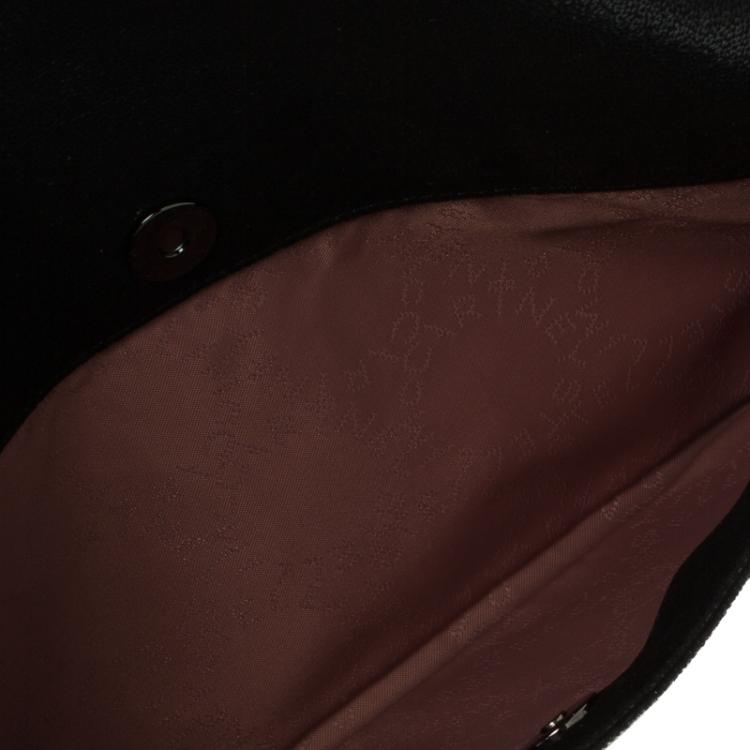 Pre Owned Stella McCartney Black Faux Leather Falabella Fold Over Clutch