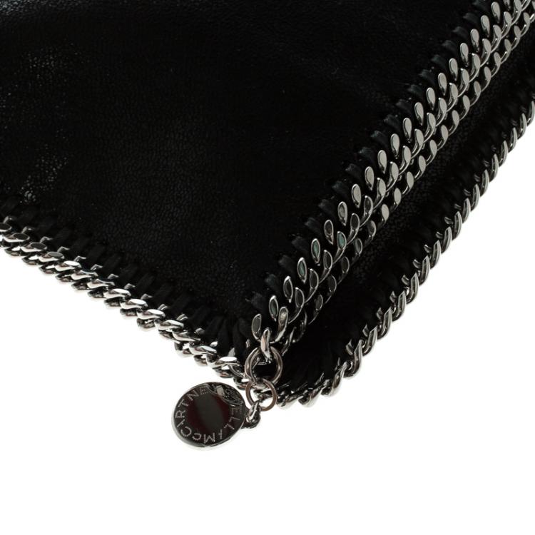 Pre Owned Stella McCartney Black Faux Leather Falabella Fold Over Clutch