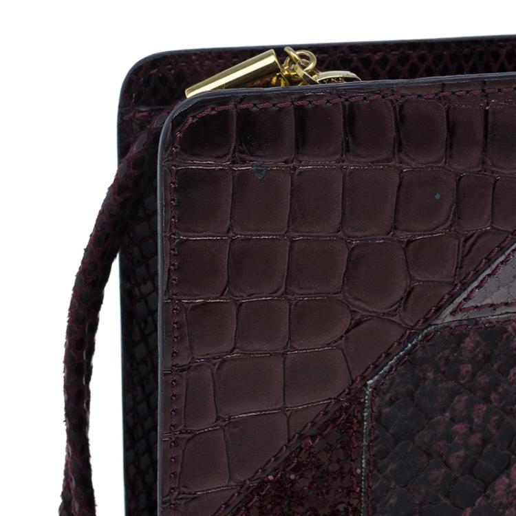 Pre Owned Stella McCartney Burgundy Embossed Patchwork Clutch