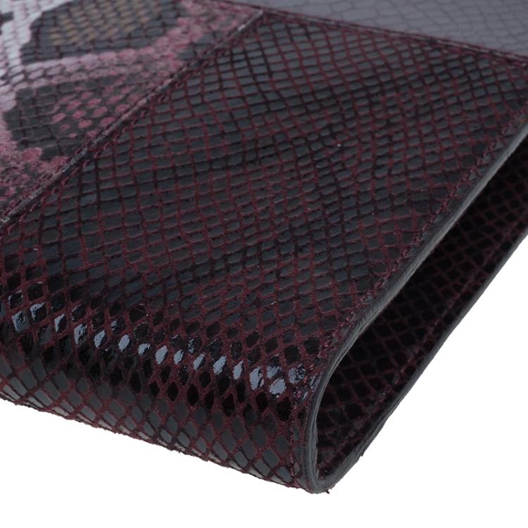 Pre Owned Stella McCartney Burgundy Embossed Patchwork Clutch