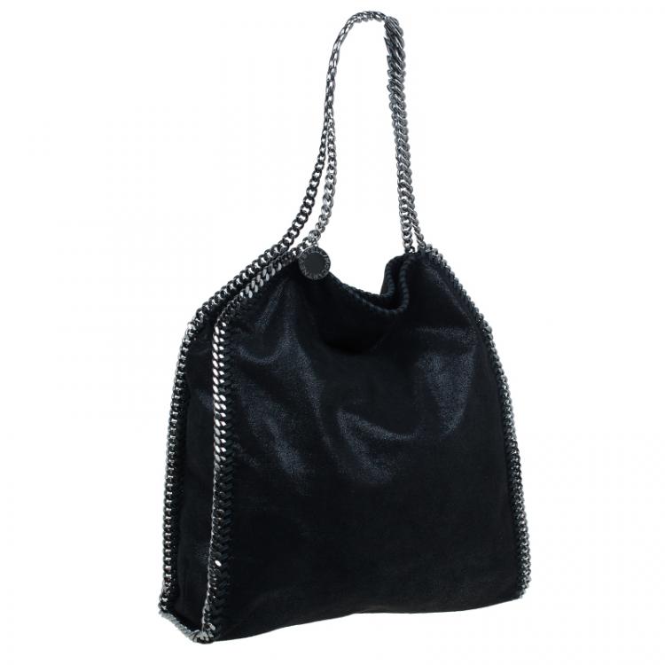 Pre Owned Stella McCartney Black Faux Leather Falabella Tote Bag