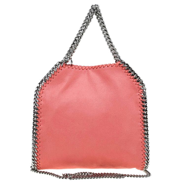 Pre Owned Stella McCartney Peach Faux Leather Mini Falabella Tote