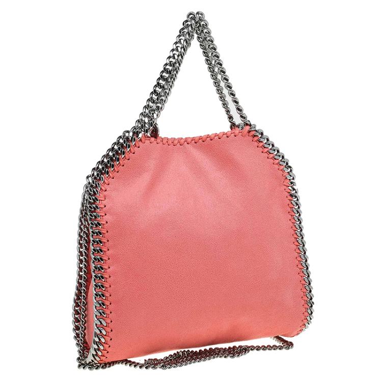 Pre Owned Stella McCartney Peach Faux Leather Mini Falabella Tote