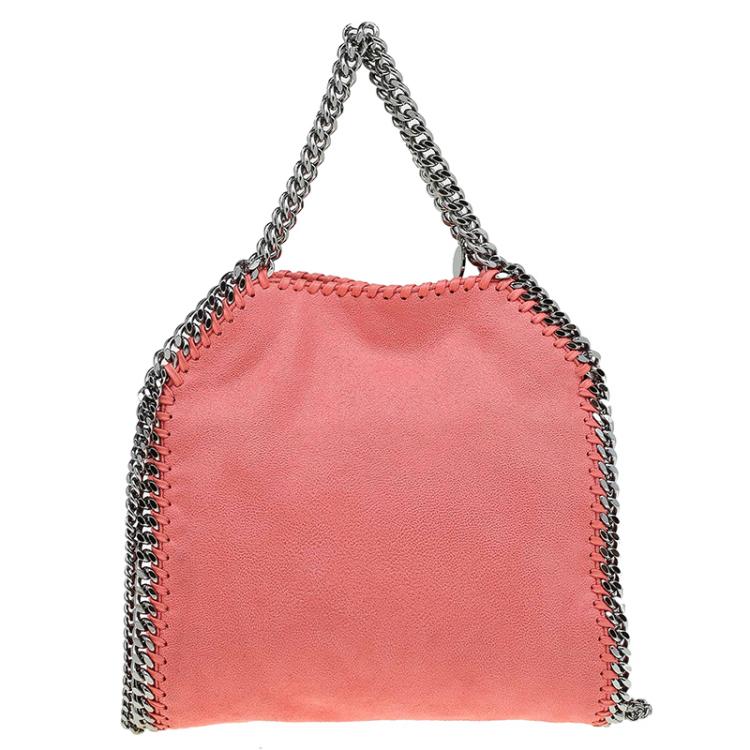 Pre Owned Stella McCartney Peach Faux Leather Mini Falabella Tote
