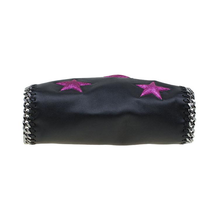 Pre Owned Stella McCartney Black Faux Leather Mini Star Embossed Falabella Tote