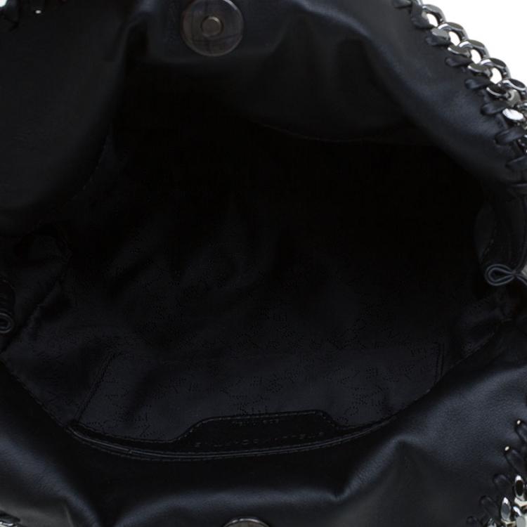 Pre Owned Stella McCartney Black Faux Leather Mini Star Embossed Falabella Tote