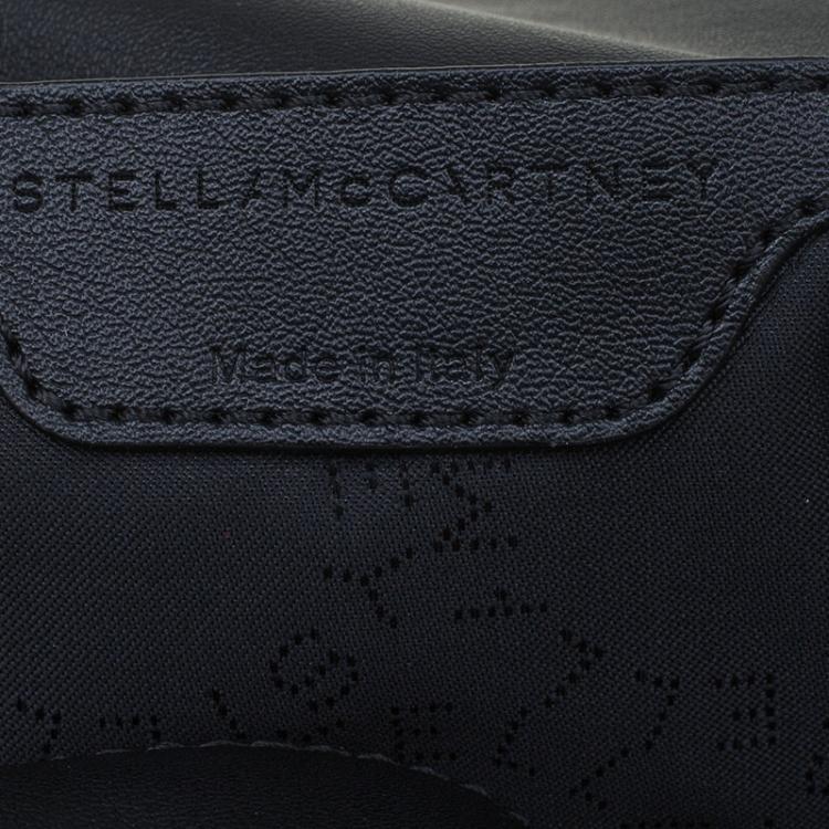 Pre Owned Stella McCartney Black Faux Leather Mini Star Embossed Falabella Tote