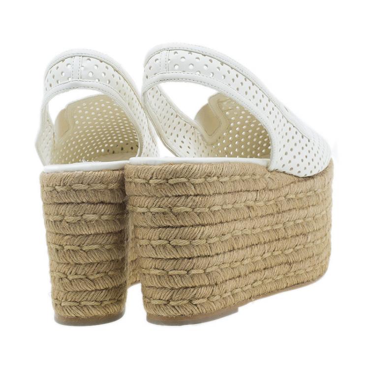 Pre Owned Stella McCartney White Faux Leather Wedge Espadrilles Size 38