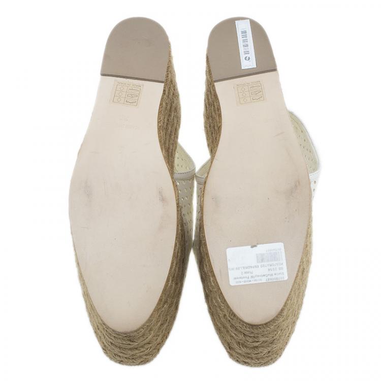 Pre Owned Stella McCartney White Faux Leather Wedge Espadrilles Size 38