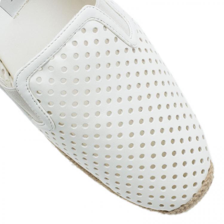 Pre Owned Stella McCartney White Faux Leather Wedge Espadrilles Size 38