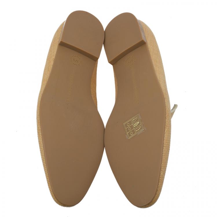 Pre Owned Stella McCartney Beige Woven Fabric Embellishment Tatami Flats Size 37.5