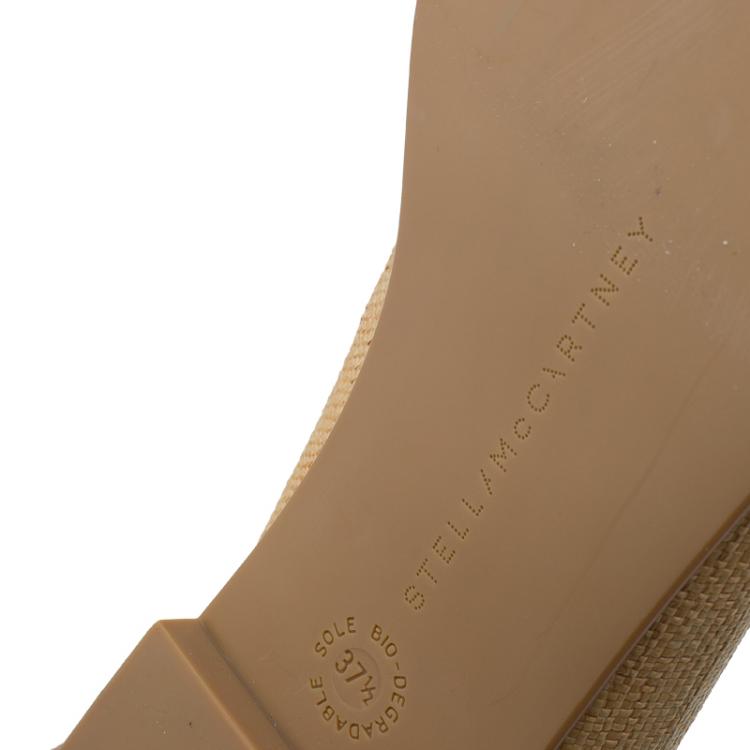 Pre Owned Stella McCartney Beige Woven Fabric Embellishment Tatami Flats Size 37.5