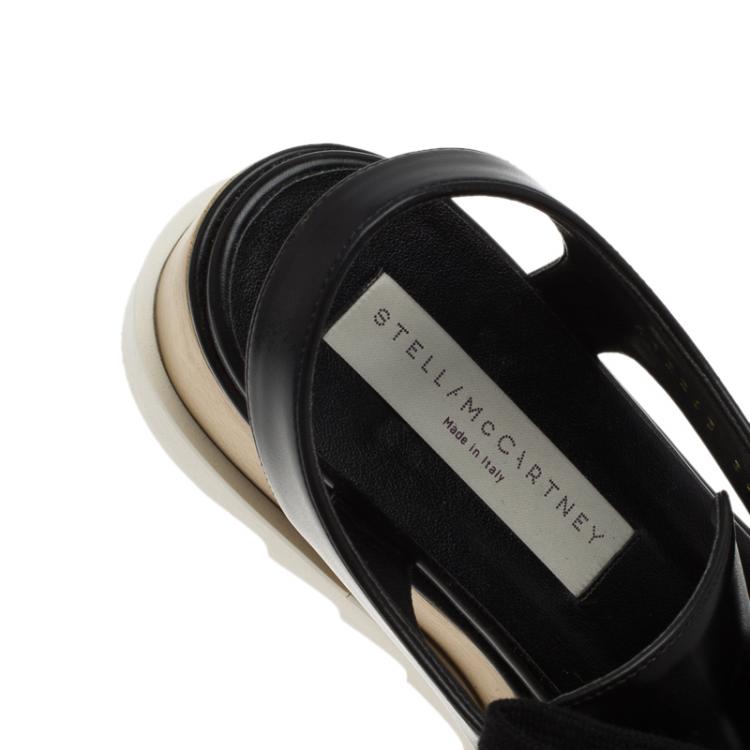 Pre Owned Stella McCartney Black Faux Leather Elyse Cut-Out Derby Size 36