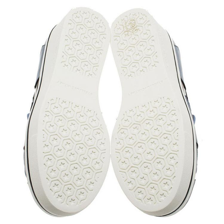 Pre Owned Stella McCartney Grey Leather Binx Star Slip-On Platform Sneakers Size 36