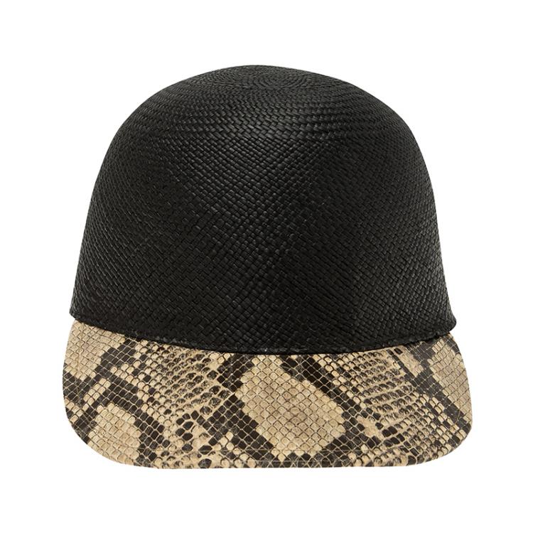 Pre Owned Stella McCartney Black Straw and Faux Python Baseball Cap Size 57