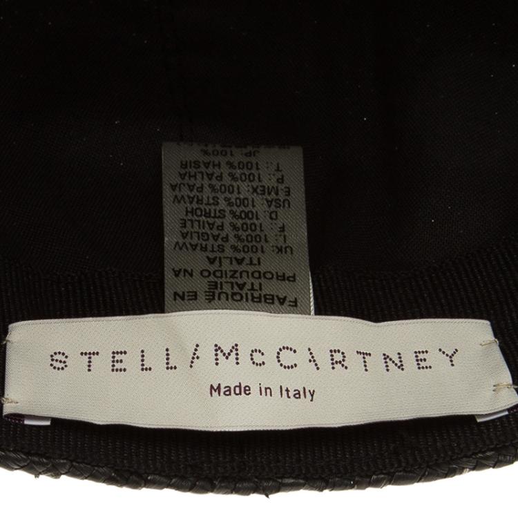 Pre Owned Stella McCartney Black Straw and Faux Python Baseball Cap Size 57