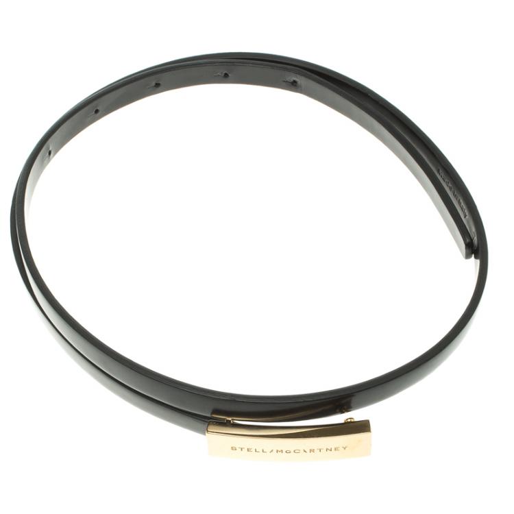 Pre Owned Stella McCartney Black Faux Leather Skinny Belt 70 CM