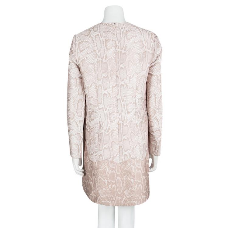 Pre Owned Stella McCartney Blush Pink Python Print Long Sleeve Shift Dress M