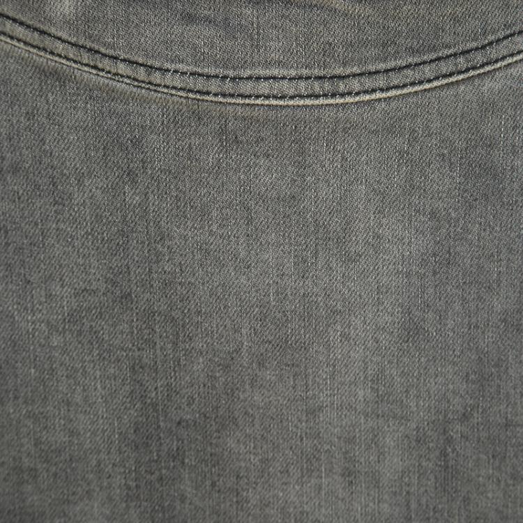 Pre Owned Stella Mccartney Grey Faded Effect Denim Midi Skirt S