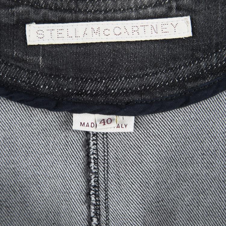 Pre Owned Stella Mccartney Grey Faded Effect Denim Midi Skirt S