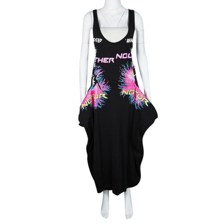 Pre Owned Stella McCartney Black Printed Cotton Jersey Olwen Cutout Sleeveless Dress M