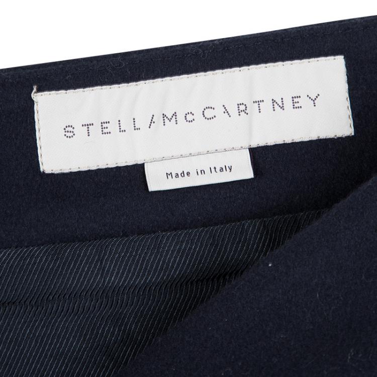 Pre Owned Stella McCartney Navy Blue Wool Cashmere Axelle Embroidered Skirt M