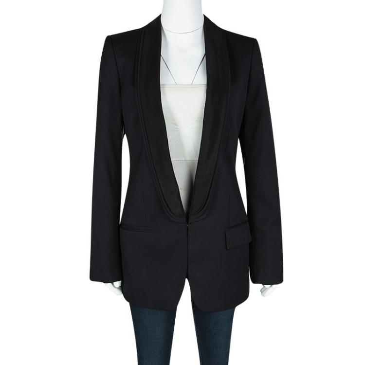 Pre Owned Stella McCartney Navy Blue Wool Contrast Lapel Detail Blazer L