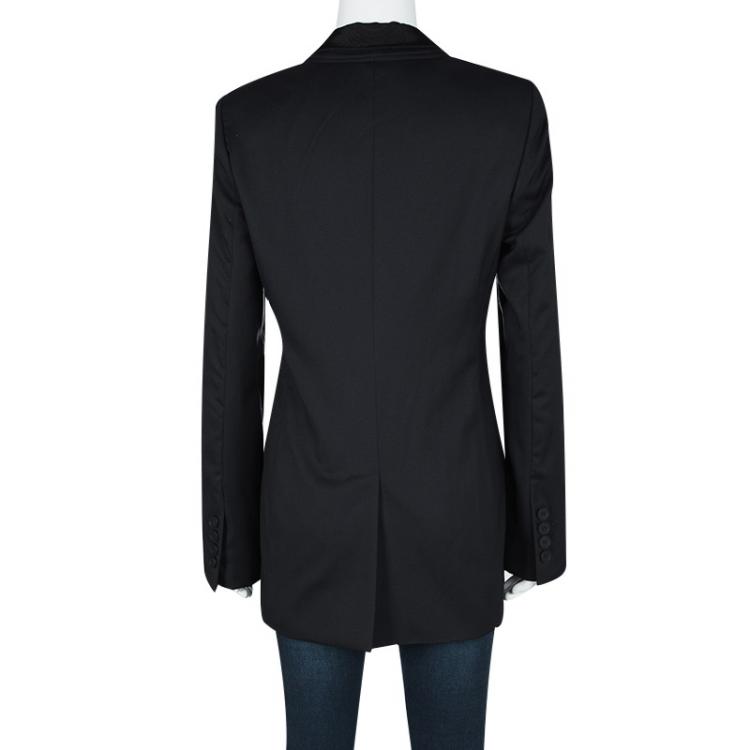 Pre Owned Stella McCartney Navy Blue Wool Contrast Lapel Detail Blazer L