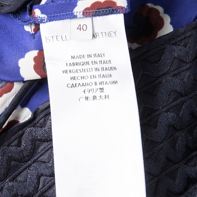 Pre Owned Stella McCartney Printed Silk Plisse Bottom Asymmetric Backless Dress S