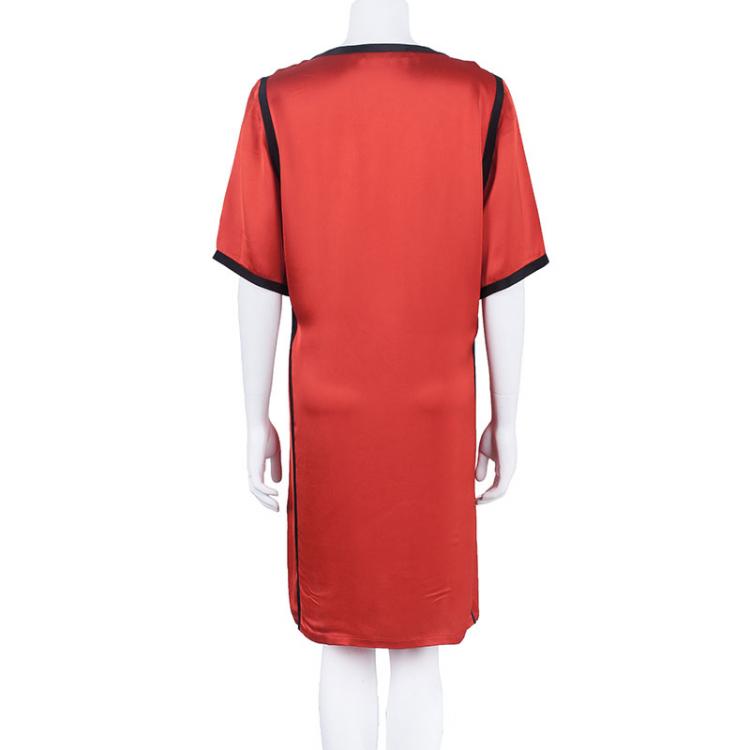 Pre Owned Stella McCartney Red and Pink Satin Dress S