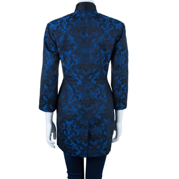 Pre Owned Stella McCartney Blue Wool Brocade Jacquard Jacket M