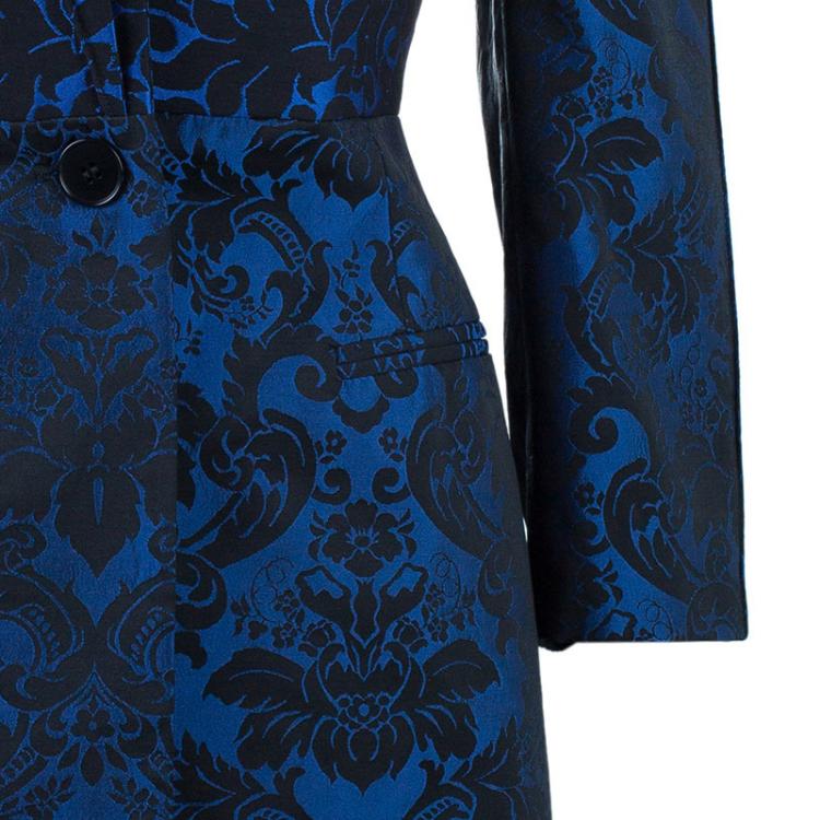 Pre Owned Stella McCartney Blue Wool Brocade Jacquard Jacket M