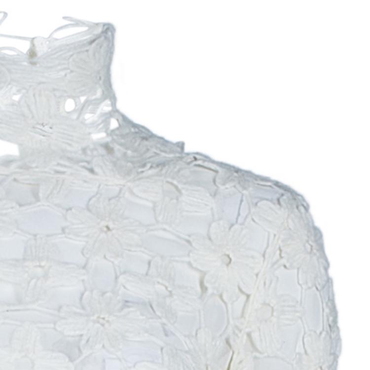 Pre Owned Stella McCartney White Daisy Embroidery Turtle Neck Dress XS