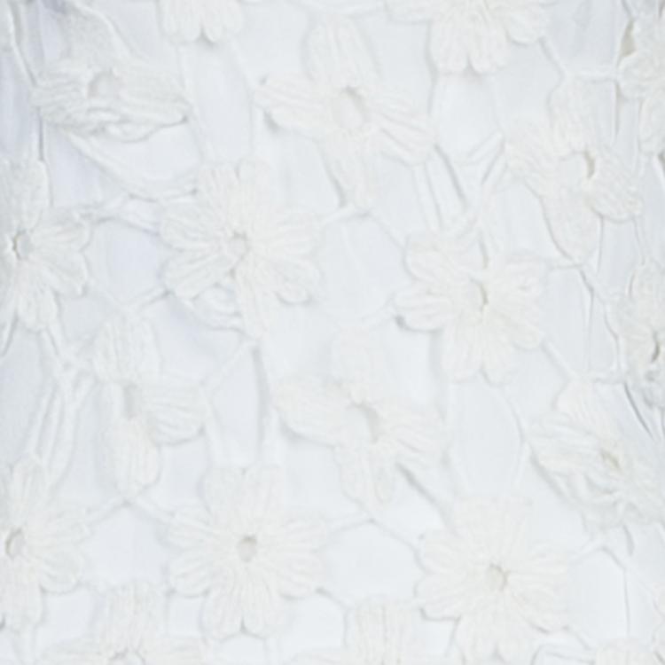Pre Owned Stella McCartney White Daisy Embroidery Turtle Neck Dress XS