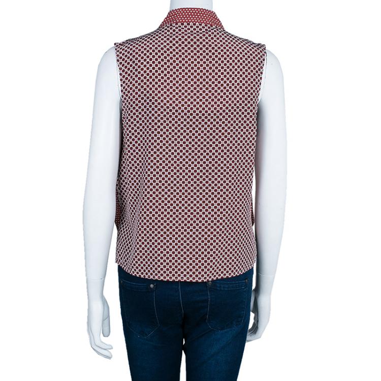 Pre Owned Stella McCartney Red Dotted Sleeveless Jacket S