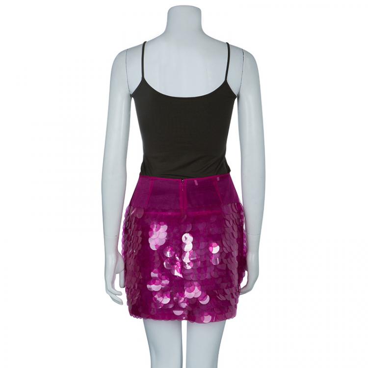 Pre Owned Stella McCartney Pink Sequin Embellished Mini Skirt M