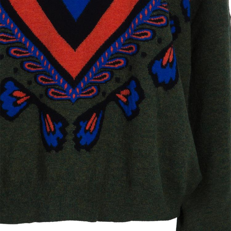 Pre Owned Stella McCartney Green Printed Wool Sweater L