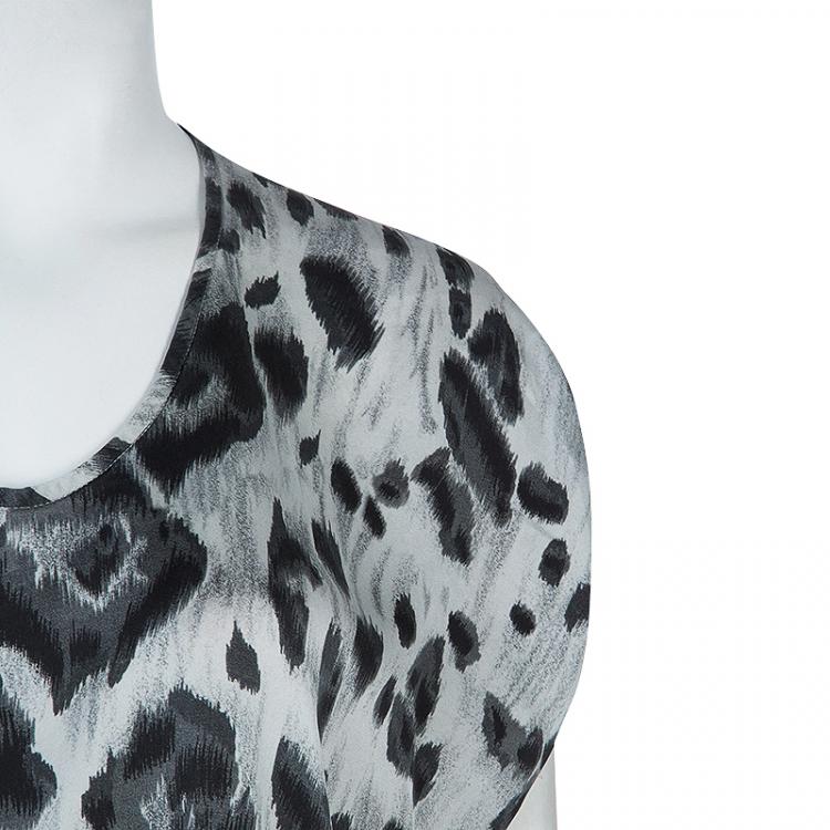 Pre Owned Stella McCartney Grey Leopard Print Top M