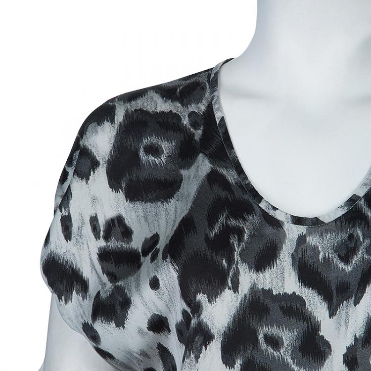 Pre Owned Stella McCartney Grey Leopard Print Top M