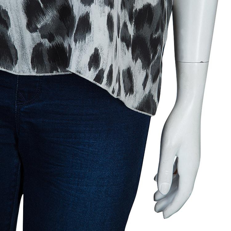 Pre Owned Stella McCartney Grey Leopard Print Top M