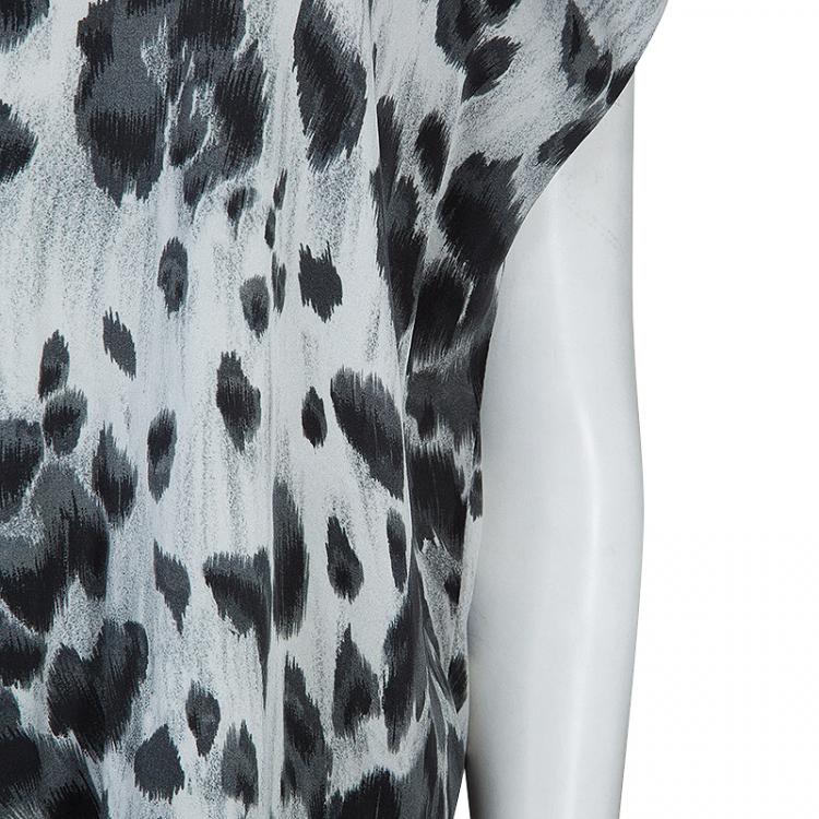 Pre Owned Stella McCartney Grey Leopard Print Top M