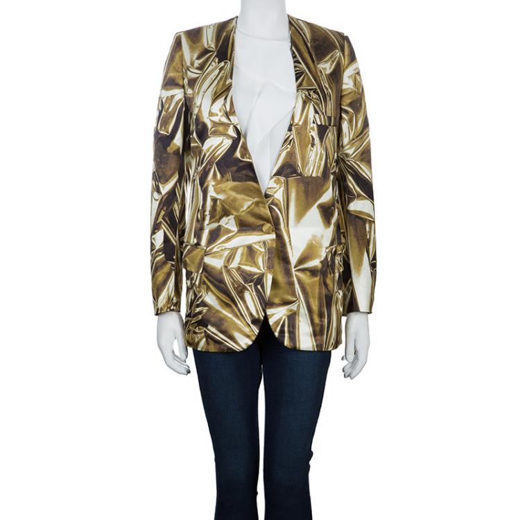 Pre Owned Stella McCartney Gold Print Blazer XS