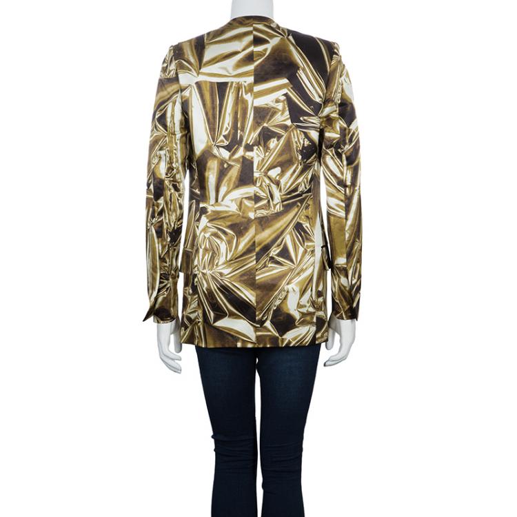 Pre Owned Stella McCartney Gold Print Blazer XS