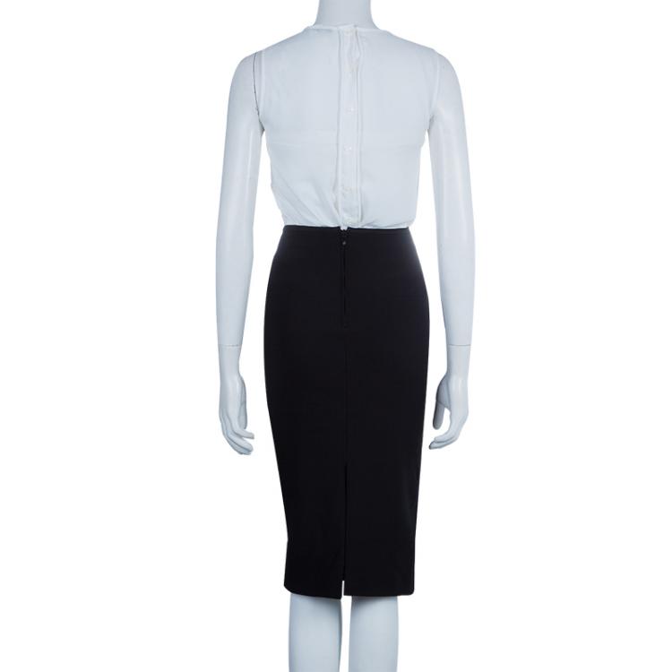 Pre Owned Stella McCartney Black Velvet Paneled Pencil Skirt S