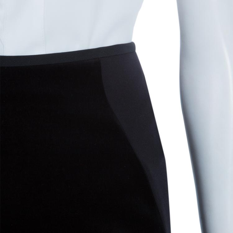Pre Owned Stella McCartney Black Velvet Paneled Pencil Skirt S
