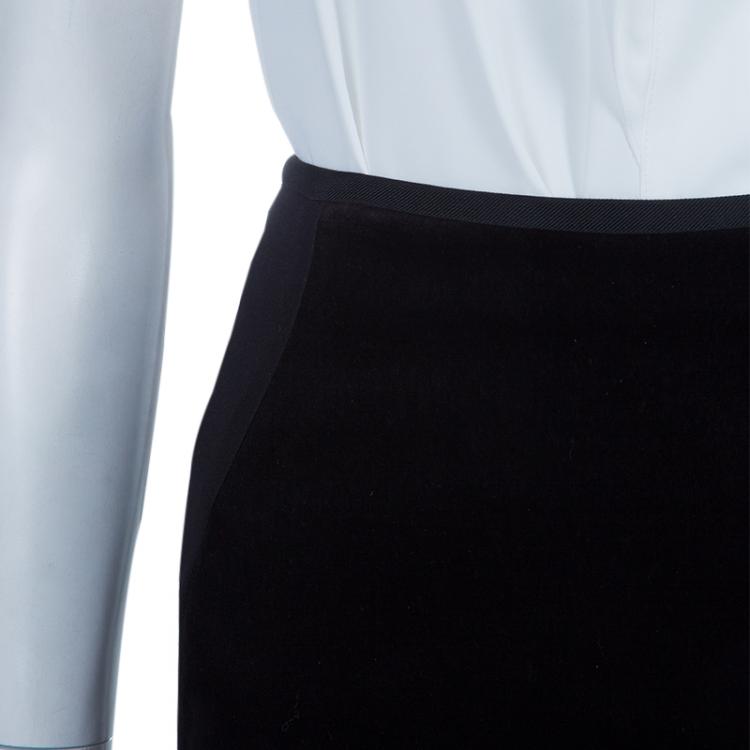 Pre Owned Stella McCartney Black Velvet Paneled Pencil Skirt S