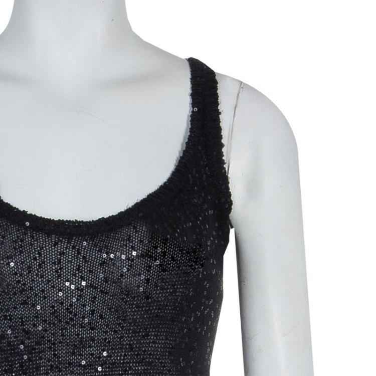 Pre Owned Stella McCartney Black Sequin Embellished Knit Racer Back Jumpsuit S