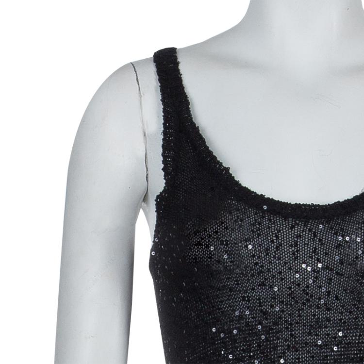 Pre Owned Stella McCartney Black Sequin Embellished Knit Racer Back Jumpsuit S